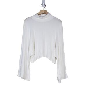 Blue Blush Los Angeles Womens S White Dolman Sleeve Cropped Sweater